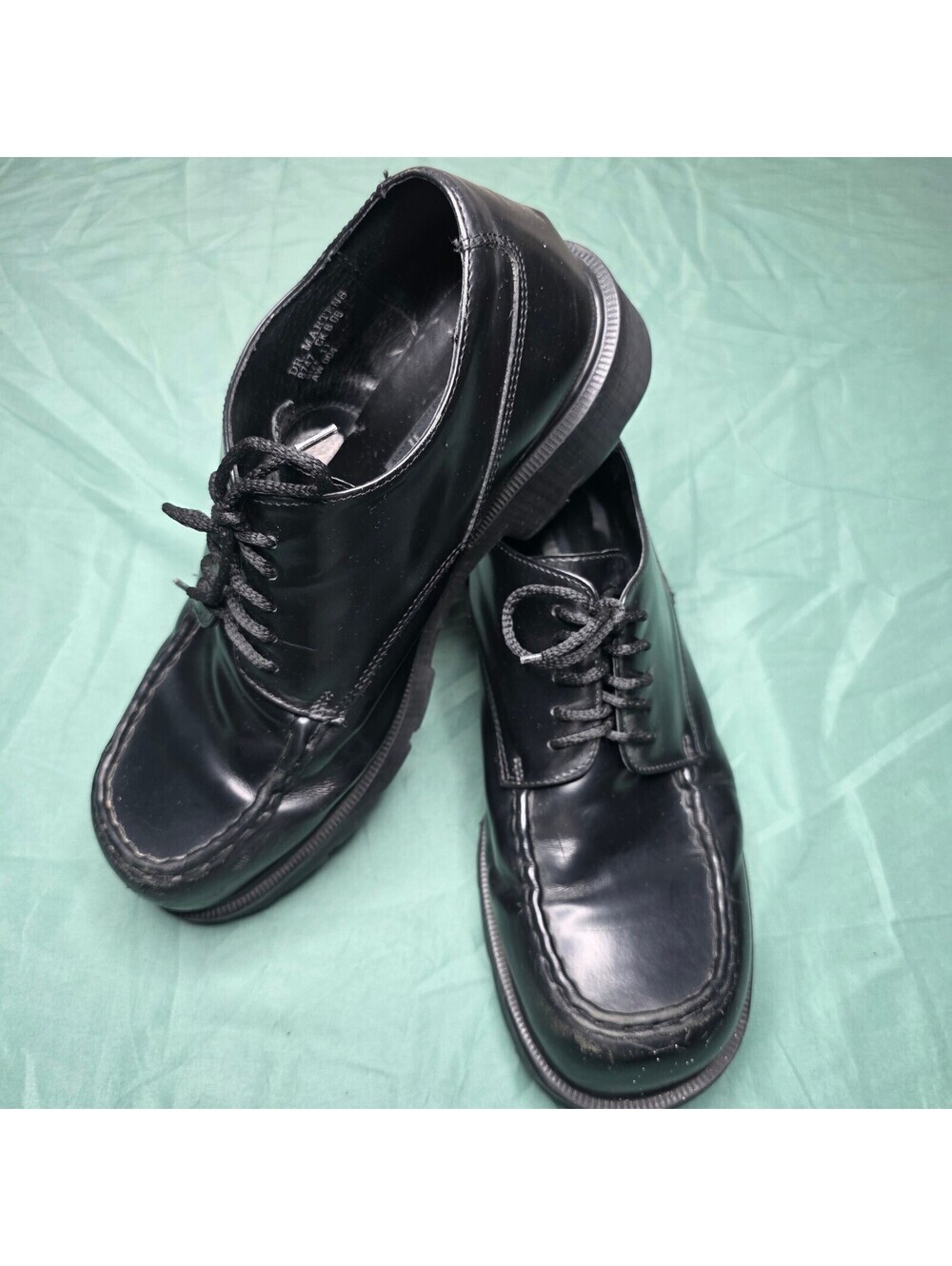Vintage Dr. Martens Black Leather Oxford Lace Up Loafers 8747 Lug Sole Sz 11